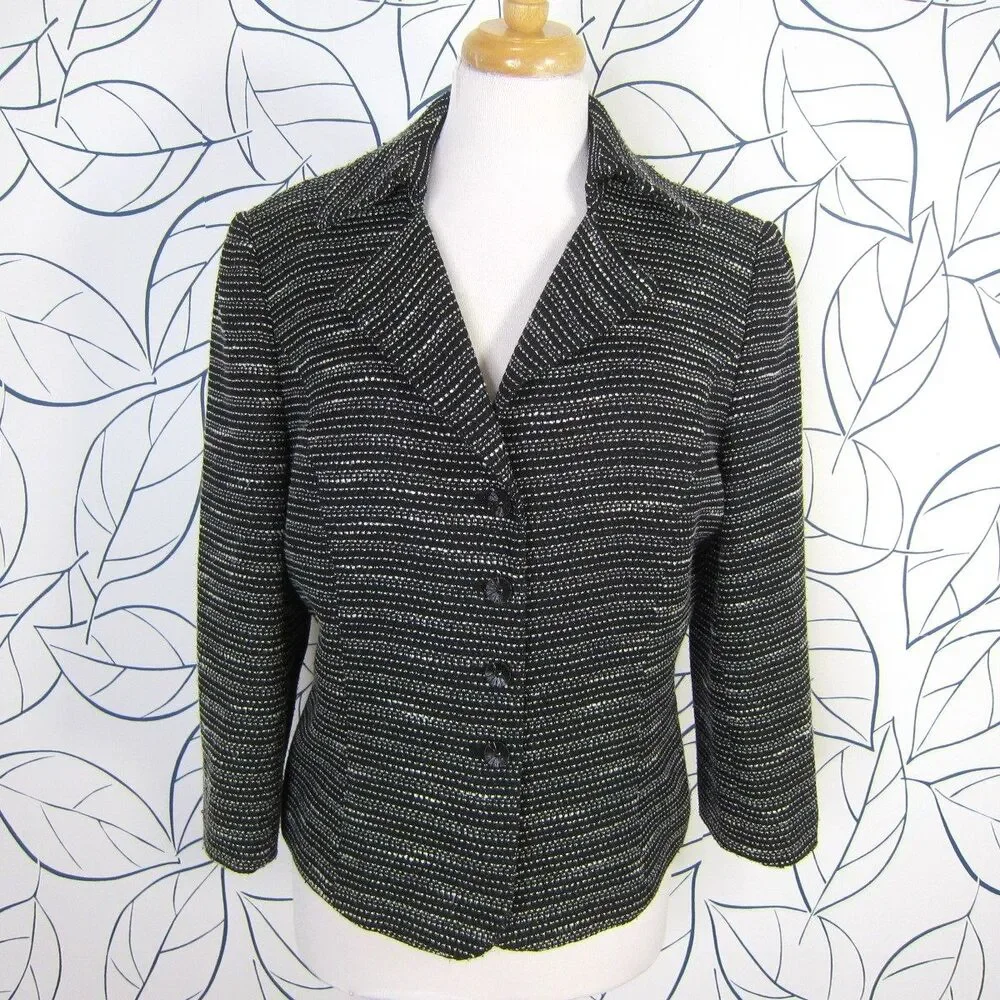 Tahari ASL Black & White Tweed Blazer Jacket & Skirt Suit Women's Size 12 - Picture 2 of 10